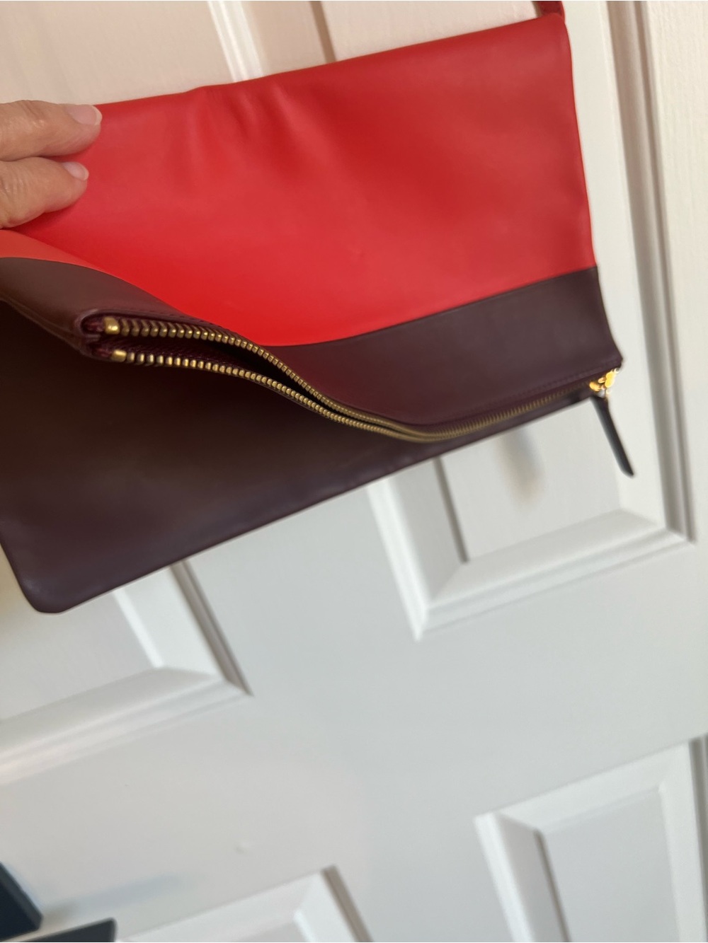 Everlane Orange and Maroon Two-Tone Leather Crossbody Bag - NWOT - Picture 4 of 6
